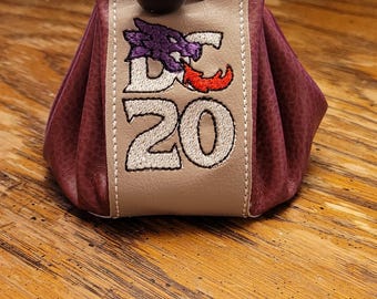 Faux Leather Dice Bag: DC20 TTRPG Pouch