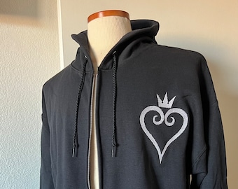 Kingdom Hearts Zip Up Hoodie Sweatshirt Jacket Embroidered Sweater Video Game Apparel