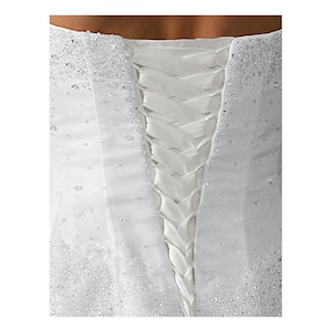 Laceeis Corset Back Kit Bright White Satin Wedding Bridesmaid Gown Zipper Replacement Adjustable Fit - 6 Lengths, 20 colors