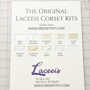 Laceeis Corset Back Kit White Satin Wedding Bridesmaid Gown Zipper Replacement Satin Adjustable Fit 6 Lengths and 20 colors