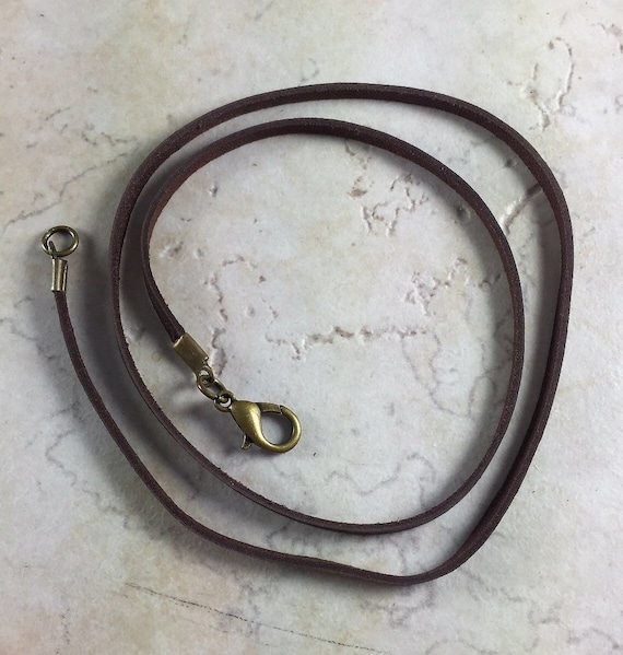 20" or 18" or 16"  Brown Deerskin Leather Necklace with Bronze Clasp