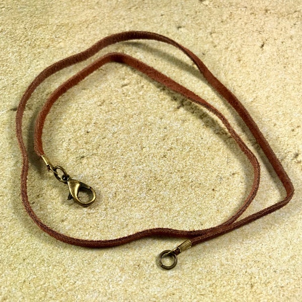 Chocolate Brown  Suede Leather Necklace with Bronze Clasp 20” or 18” or 16”