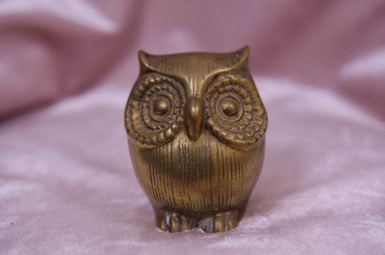 Collector Vtg 70/'s Brass Owl Paper weight