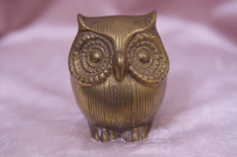 Collector Vtg 70/'s Brass Owl Paper weight