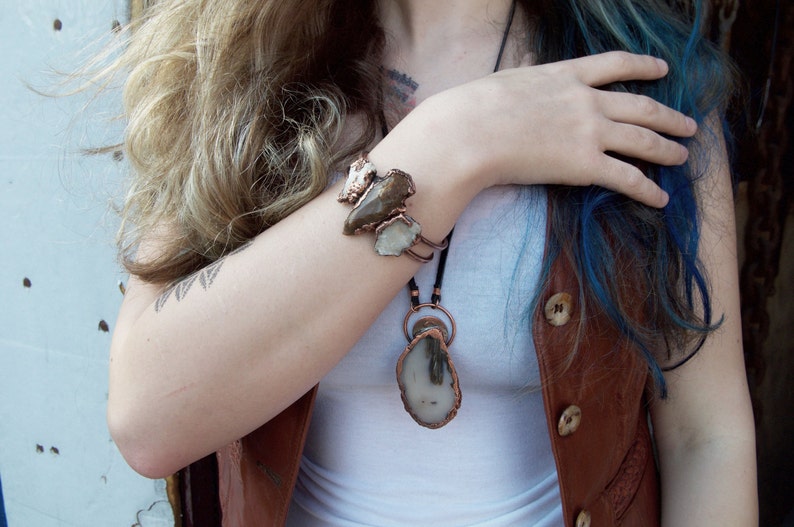 Arrowhead Cuff Bracelet Rustic Quartz Copper Bowie AZ OOAK Me and my Arrow