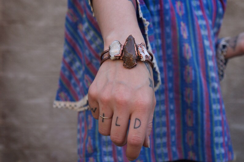 Arrowhead Cuff Bracelet Rustic Quartz Copper Bowie AZ OOAK Me and my Arrow