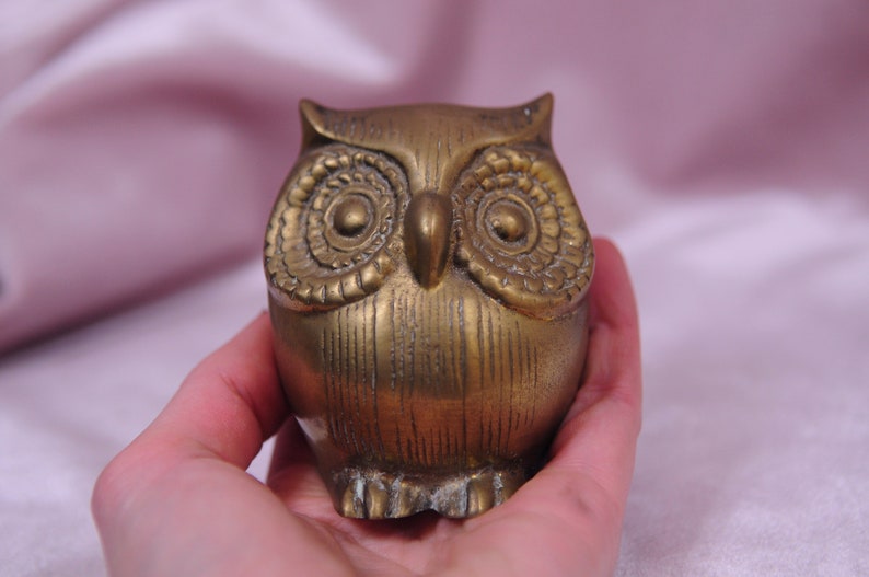Collector Vtg 70/'s Brass Owl Paper weight