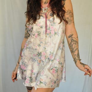 romantic 80’s floral teddy romper - white satin silky