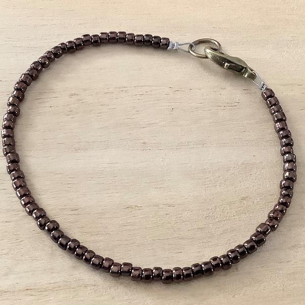 Dark Bronze Seed Bead Bracelet - metallic bead jewelry - gift for bestie