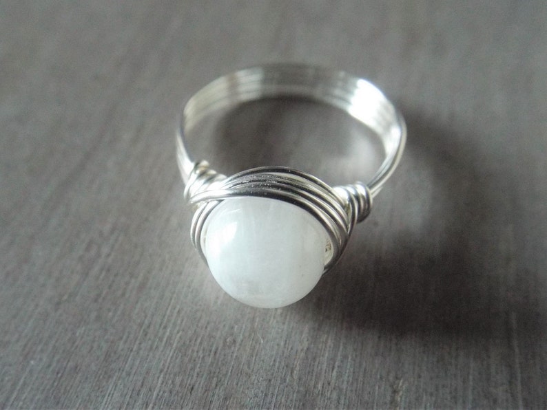 Moonstone Jewelry Wire Ring Rainbow Moonstone Ring