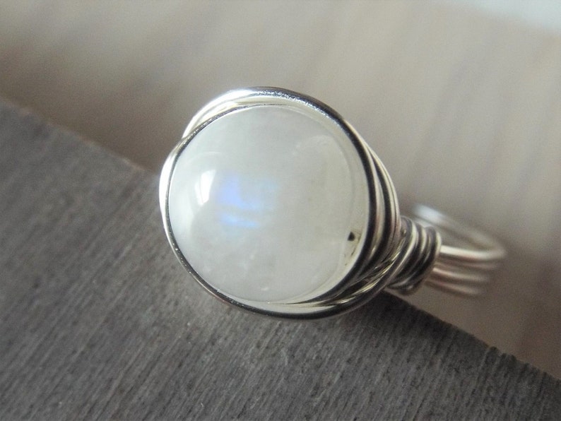 Moonstone Jewelry Wire Ring Rainbow Moonstone Ring