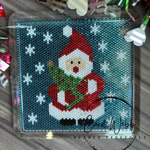 Santa Tree Coaster, PDF Pattern Download, Peyote Stitch Beading