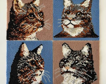 Cats Coasters, PDF Patterns Download, Peyote Stitch Beading