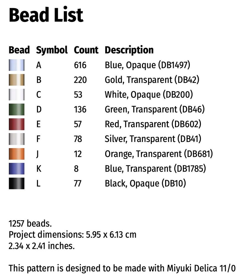Bead List.pdf Christmas Baubles, PDF Download Pattern, Brick Stitch Beading - Etsy