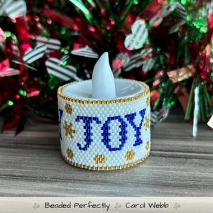 Joy Tea Light Wrap, Peyote Stitch Beading, PDF Pattern Download