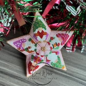 Christmas Gnome, 3D Peyote Beaded Star, PDF Pattern Download