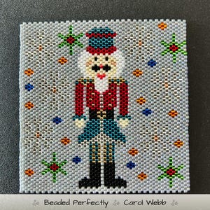 Christmas Nutcracker four Coaster, Peyote Stitch Beading, PDF download pattern