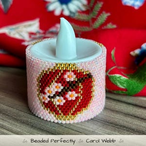 Chinese Lantern Tea Light Wrap, Chinese New Year, Peyote Stitch Beading, PDF Pattern Download