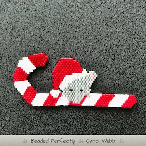 Candy Cane Mouse, Brick Stitch Beading, PDF Pattern Download