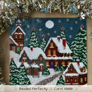 Village d'hiver, Modèle PDF à télécharger, Broderie perlée
