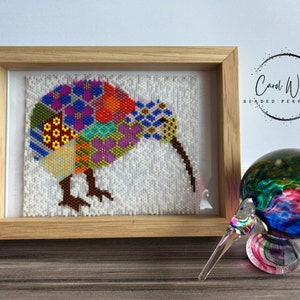 Patchwork Kiwi, PDF Pattern Download, Peyote Stitch Beading