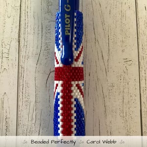 Union Jack Pen Wrap, Peyote Stitch Beading, PDF Pattern Download