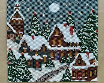Winter Village, PDF Pattern Download, Peyote Stitch Beading