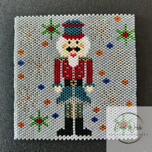 Christmas Nutcracker four Coaster, Peyote Stitch Beading, PDF download pattern