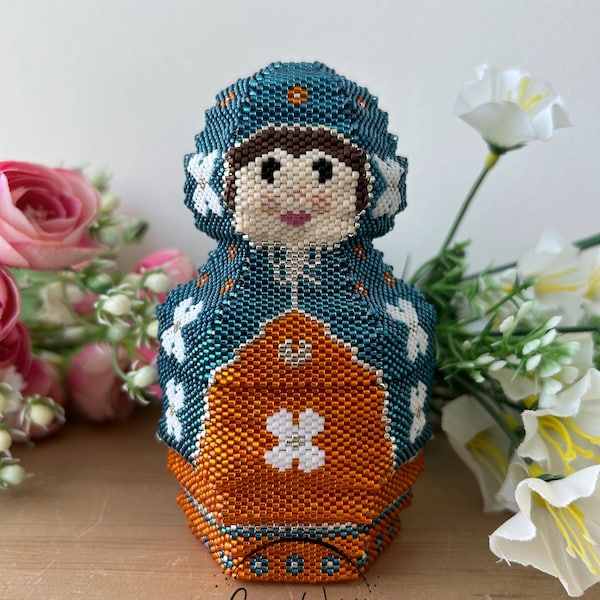 Matryoshka Nesting Dolls, PDF Pattern Download, Peyote Stitch Beading