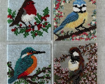 British Birds Coasters, PDF Patterns Download, Peyote Stitch Beading