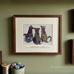 Patchwork Cats, PDF Pattern Download, Peyote Stitch Beading image 1
