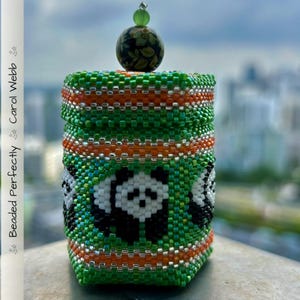 Panda Box, PDF Pattern Download, Peyote Stitch Beading