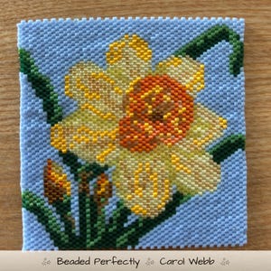 Dafodill, Coaster, Peyote Stitch Beading, PDF download pattern