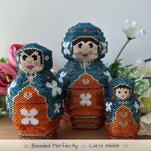 Matryoshka Nesting Dolls, PDF Pattern Download, Peyote Stitch Beading
