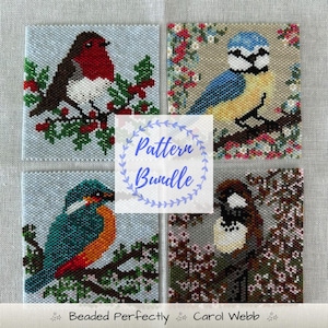 British Birds Coaster Bundle, PDF Patterns Download, Peyote Stitch Beading