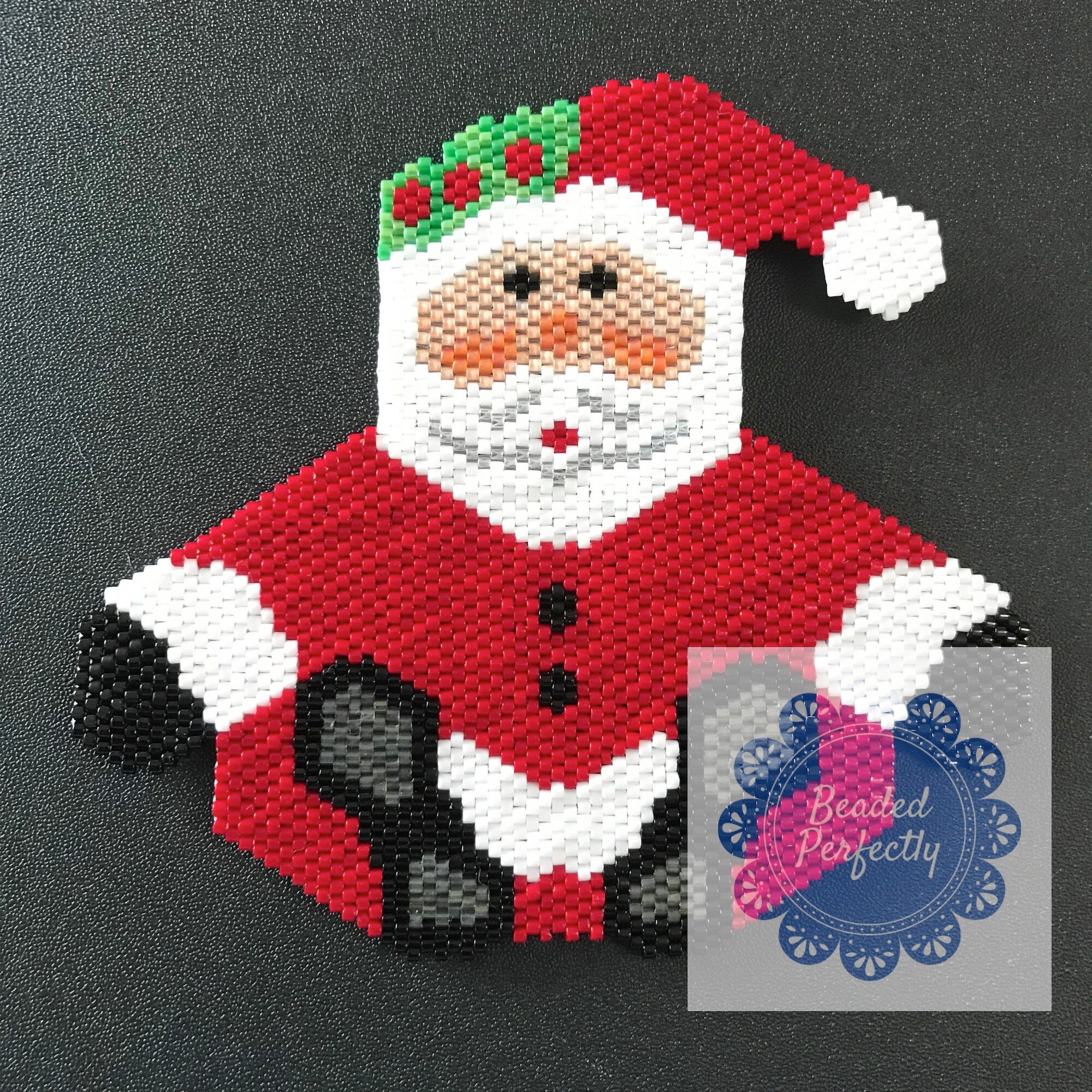 Miyuki Brick stitch Seated Santa seed beads beaded Father Christmas PDF download pattern Christmas Delica St Nicholas