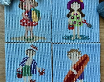 Beach Party Coasters, PDF Patterns Download, Peyote Stitch Beading