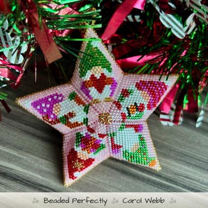 Christmas Gnome, 3D Peyote Beaded Star, PDF Pattern Download