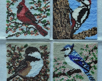 American Birds Coasters, PDF Patterns Download, Peyote Stitch Beading