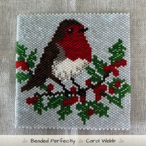 Robin, Coaster, Peyote Stitch Beading, PDF download pattern