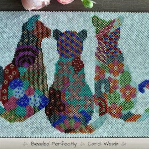 Patchwork Cats, PDF Pattern Download, Peyote Stitch Beading image 2