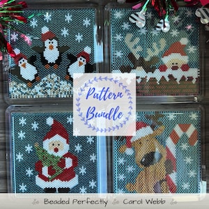 Christmas Coaster Bundle, PDF Patterns Download, Peyote Stitch Beading