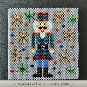 Christmas Nutcracker one Coaster, Peyote Stitch Beading, PDF download pattern