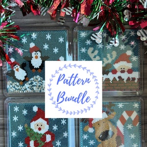 Christmas Coaster Bundle, PDF Patterns Download, Peyote Stitch Beading