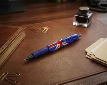 Funda para bolígrafo con la bandera británica, bordado con puntada peyote, descarga del patrón en PDF.
