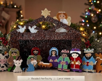 Nativity Complete Set, Brick Stitch and Peyote Stitch Beading, PDF Pattern Download