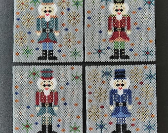 Christmas Nutcrackers Coasters, PDF Patterns Download, Peyote Stitch Beading