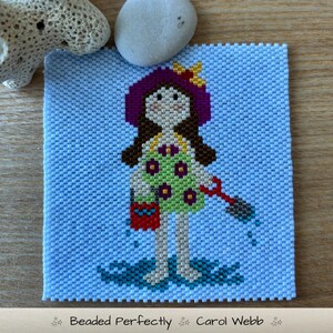 Swim Girl Coaster, Peyote Stitch Beading, PDF-nedladdningsmönster