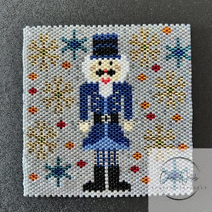 Christmas Nutcracker three Coaster, Peyote Stitch Beading, PDF download pattern