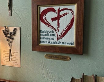 We Are Loved, Heart with Cross, PDF Pattern Download, Peyote Stitch Beading